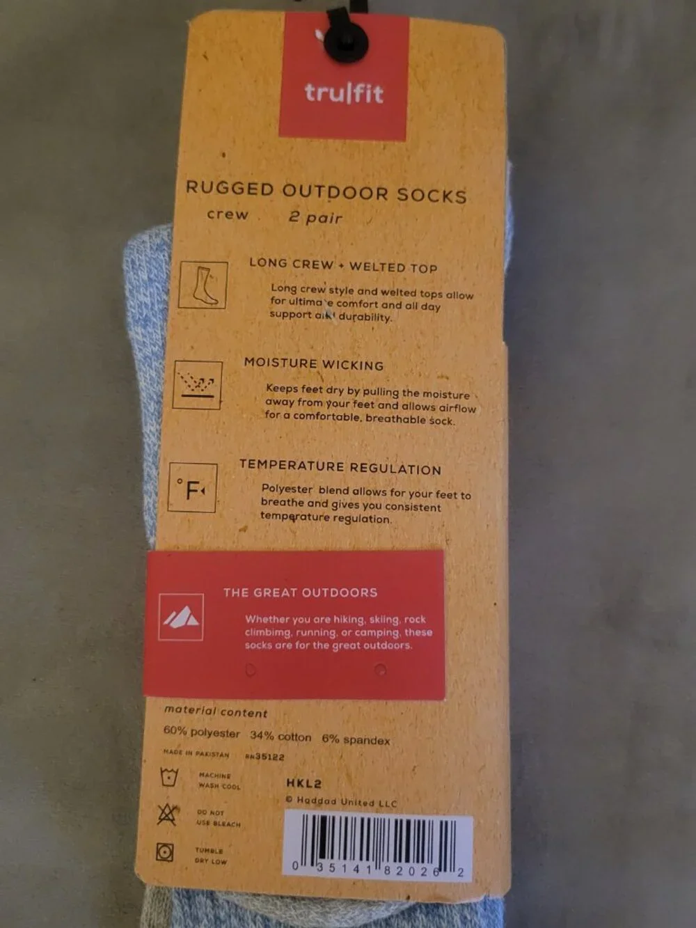 Women's Tru Fit Trufit Rugged Outdoor Socks 2 Pair Long Crew Light Blue Gray NWT